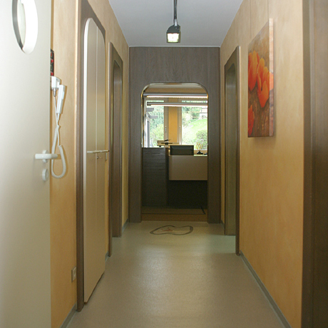 Blick von Zimmer 3 auf den Empfang